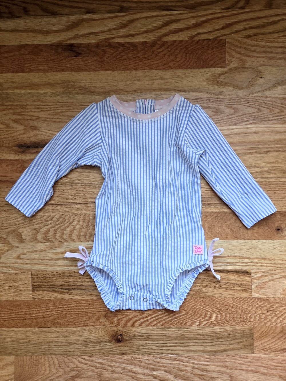RuffleButts Blue Seersucker Swimsuit 12-18 Months